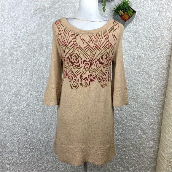 NWT Free People Desert Rose Boho Knit Bell Sleeve Sweater Tunic Dress Size S - Picture 5 of 10